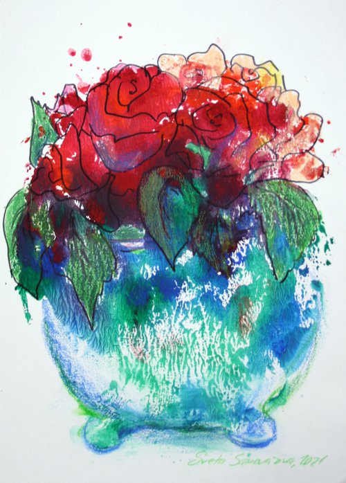 Flowers  / ORIGINAL PAINTING by Salana Art Gallery