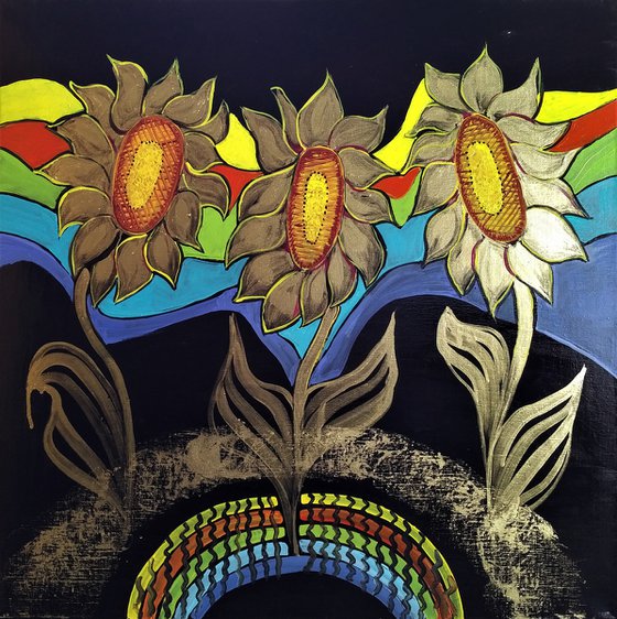 " Sunflowers "  ( Triptych )