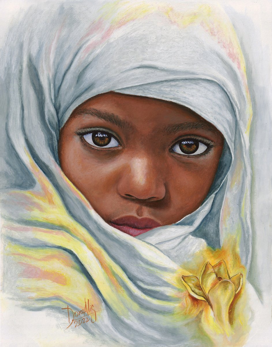 Expressive Portrait Painting By Dora Alis Mera Velasco, 11 X 14, Prosperity Portrait 16, Original Artwork