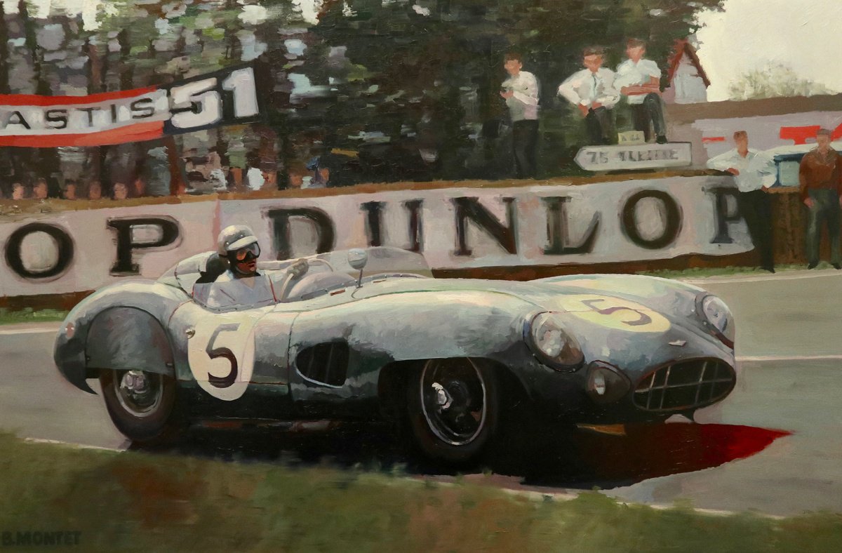 Photorealistic Transport Oil Painting By Benoit Montet, 50 X 34, Aston Martin Racing , Original Artwork