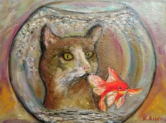 Cat and Golden Fish