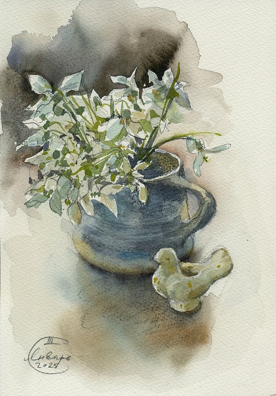 Still life with snowdrops