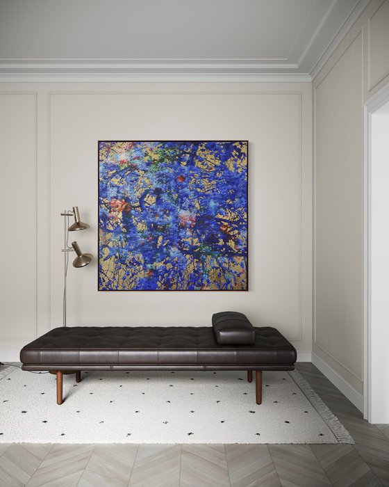 Cobalt & Gold cherry blossom