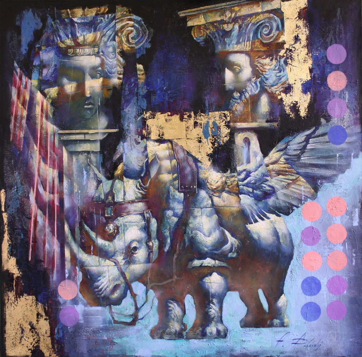 Surrealistic Animal Oil Painting By Alexandr Dobrodiy, 39 X 39, ???????? ????????., Original Artwork