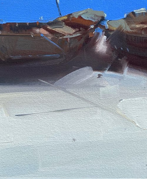Boats, Original oil painting, Handmade artwork, One of a kind by Vahe Yeremyan