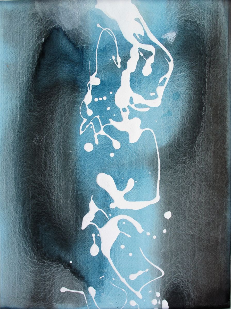 Organic Abstract Painting By John Sharp, 17 X 20, Freezefall, Original Artwork