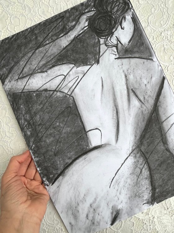 Woman Nude Charcoal Art