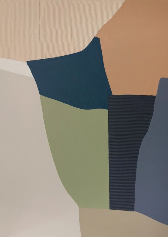 "Slope" Abstract blue orange green art