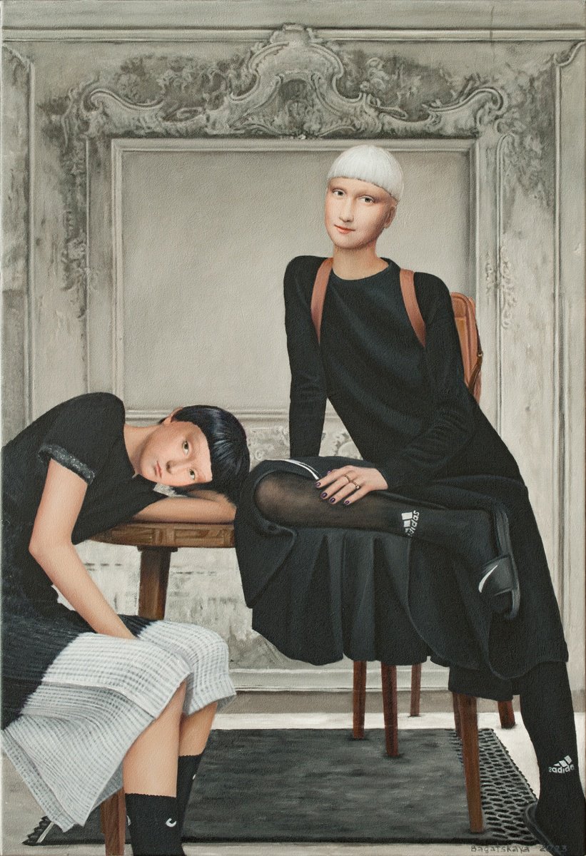 Photorealistic Portrait Acrylic Painting By Nataliya Bagatskaya, 26 X 39", Together. Without Words, Original Artwork