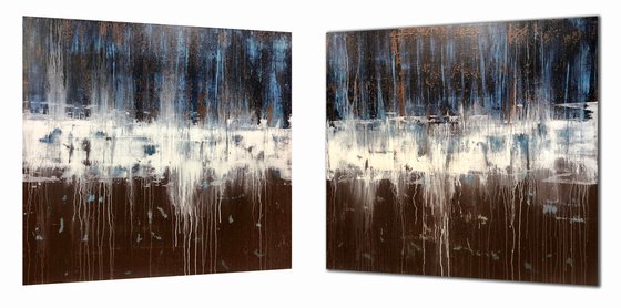 Big Blue & Brown (96x48in diptych)