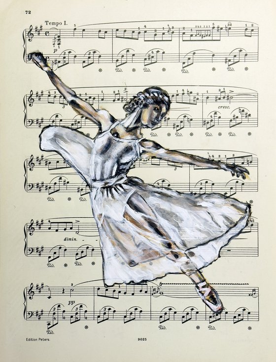 Ballerina LII - Vintage Music Page, GIFT idea