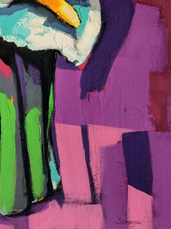 Exotic Flowers on Violet Background