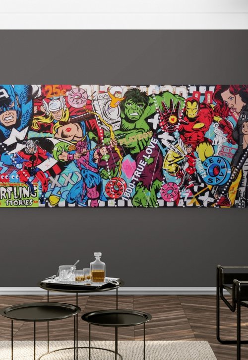 The Top 8 240cm x 100cm The Avengers Textured Urban Pop Art by Franko