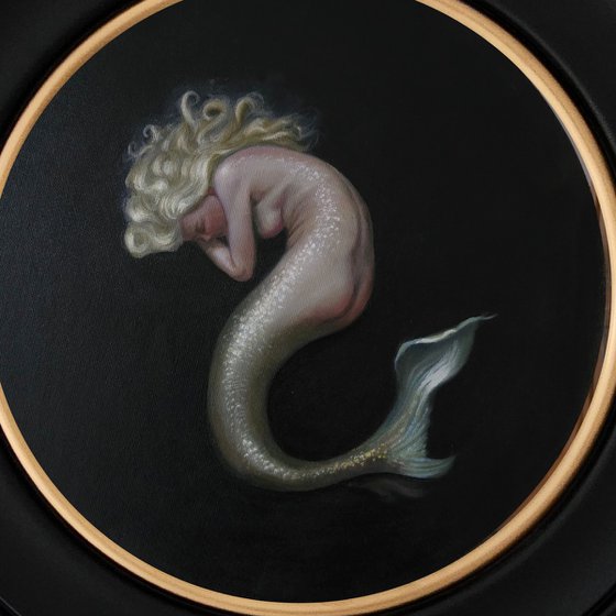 Nimue, mermaid circular oil painting