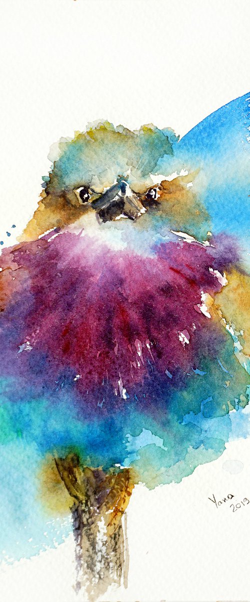 Exotic Bird - Impressionism - ORIGINAL Painting in Watercolor by Yana Shvets