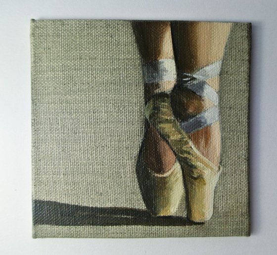Ballet Shoes 2, Ballerina Dancer Miniature, Framed and Ready to Hang