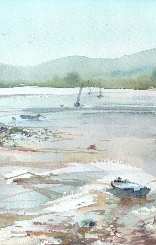 A low tide in Topsham by Merite Watercolour