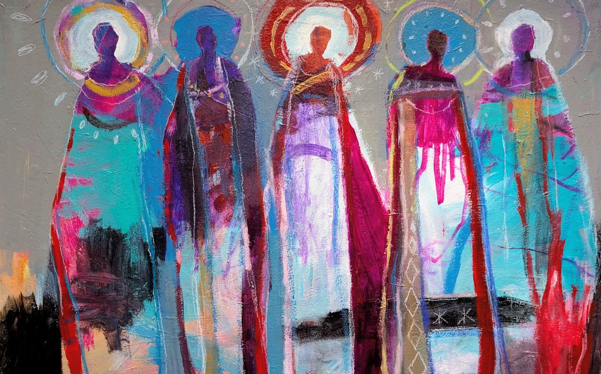 Abstract Portrait Acrylic Painting By Kerri Mccabe, 30 X 20", Created To Be A Goddess, Original Artwork