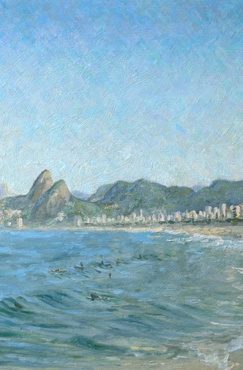 Morning Moonset, Ipanema Beach by Harriet Lawless