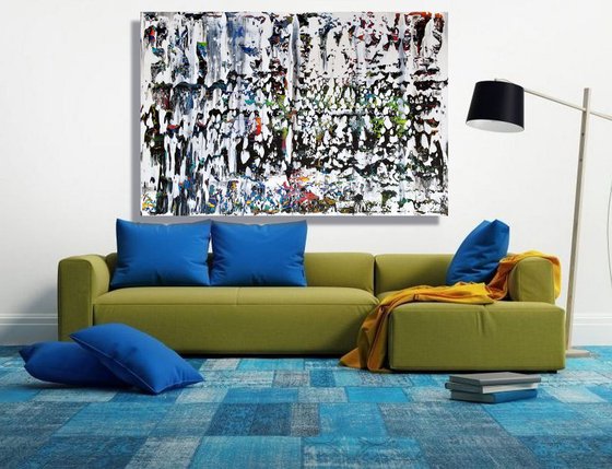 White Love - XL LARGE,  ABSTRACT ART – EXPRESSIONS OF ENERGY AND LIGHT. READY TO HANG!