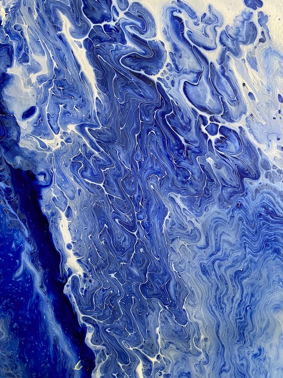 "Discovery" - Original Abstract PMS Fluid Acrylic Painting - 30 x 40 inches