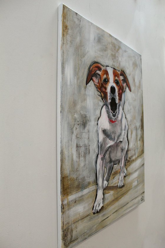 Jack Russell painting called Hear Me Roar!