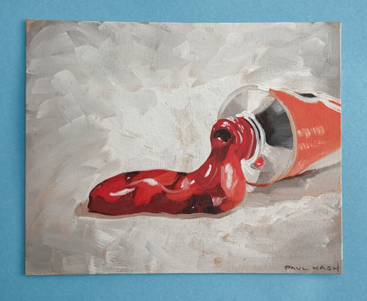 Impressionistic Still Life Oil Painting By Paul Nash, 10 X 8", Tube Of Paint, Original Artwork