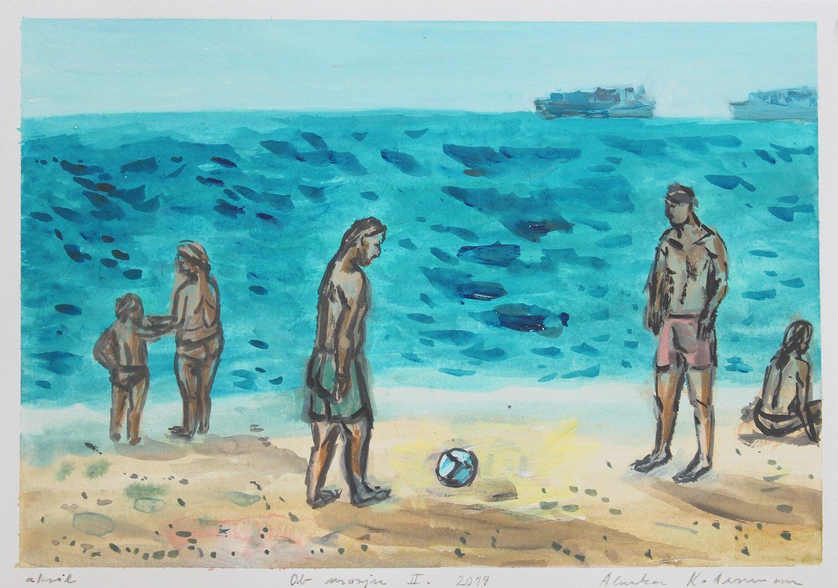 By the Sea II., 2019, acrylic on paper, 20.8 x 29.5 cm by Alenka Koderman