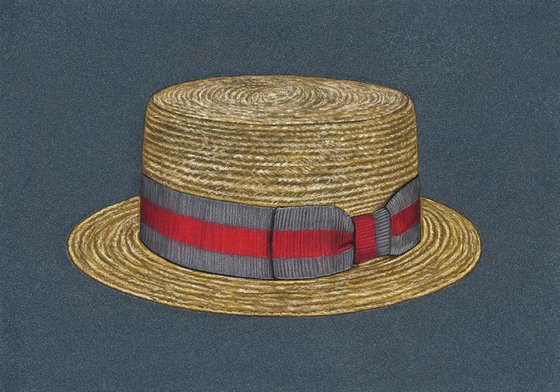 Original pastel drawing "Canotier hat"
