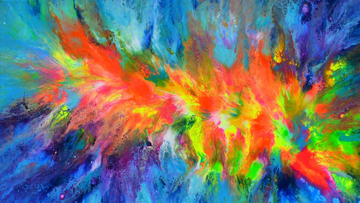 Abstract Acrylic Painting By Soos Tiberiu, 55 X 31", Burning Inside, Original Artwork