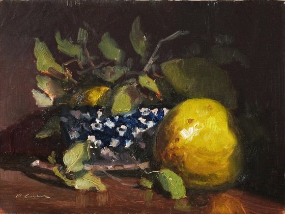 Quince and a Blue Bowl