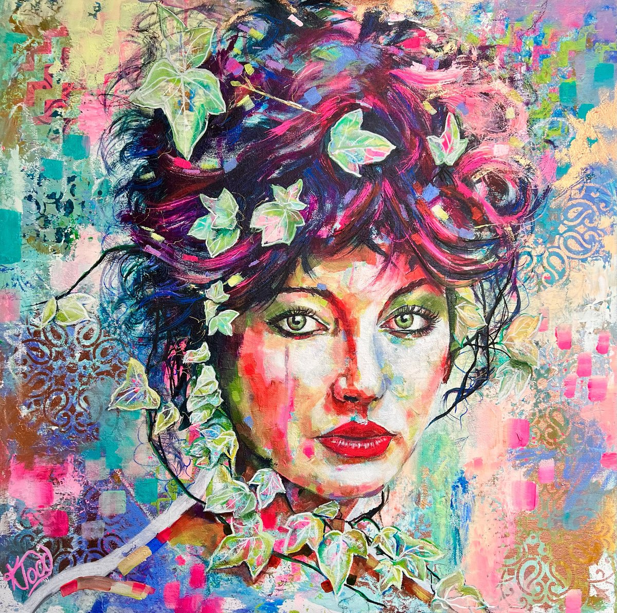 Expressive Portrait Acrylic Painting By Kirsten Todd, 24 X 24", Iconic Women - Kate Bush, Original Artwork