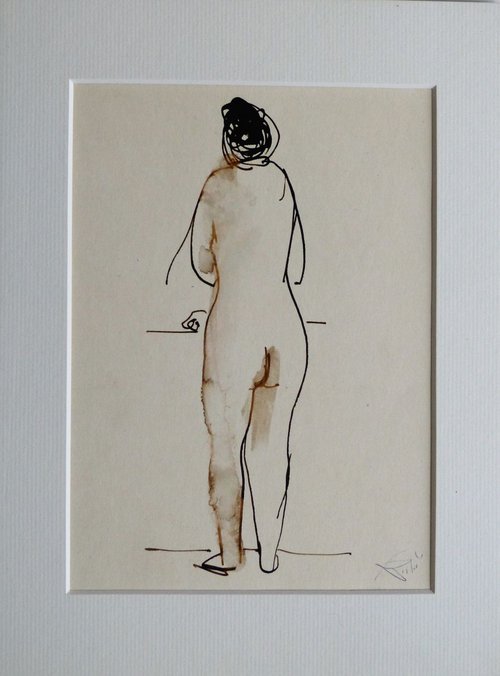 Standing Nude, framed and ready to hang 18x24 cm by Frederic Belaubre