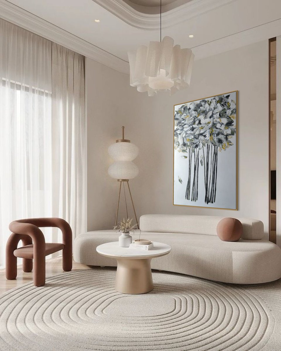 Impressionistic Botanical Acrylic Painting By Tetiana Hutsul, 37 X 61", Petal Pandemonium, Original Artwork