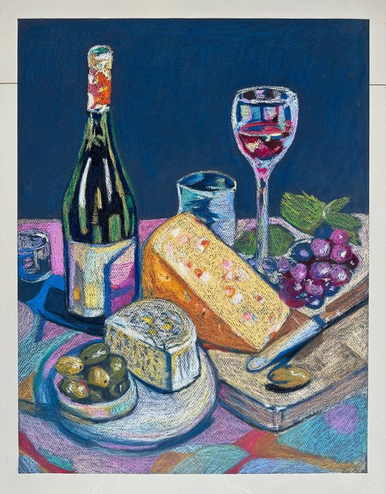 Wine and Cheese Still Life