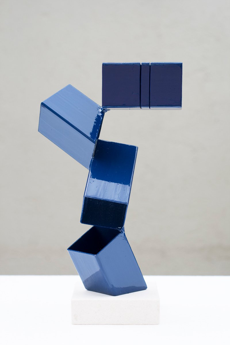 Geometric Abstract Sculpture By Roberto Canduela Luengo, 7 X 12", Cubic Spaces 2, Original Artwork
