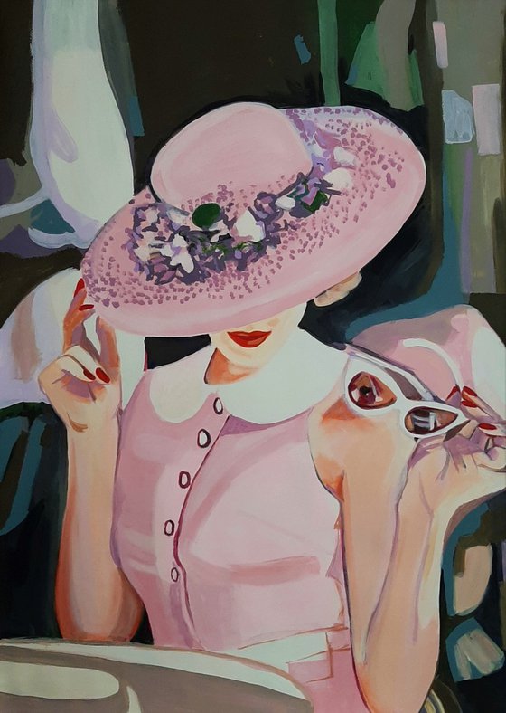 Lady with hat / 100 x 70 cm