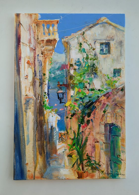 Sunny street in Italian style