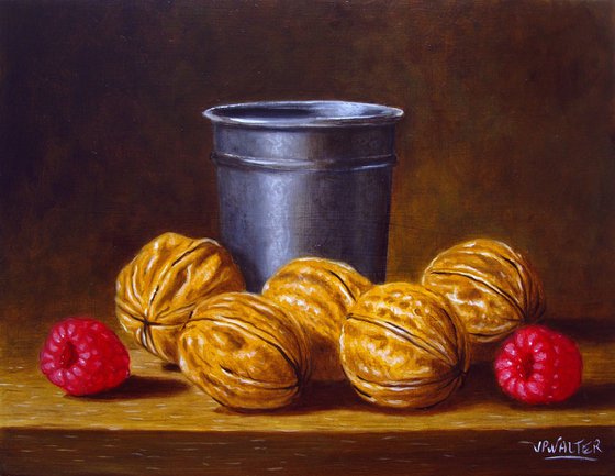 Nuts with a pewter cup