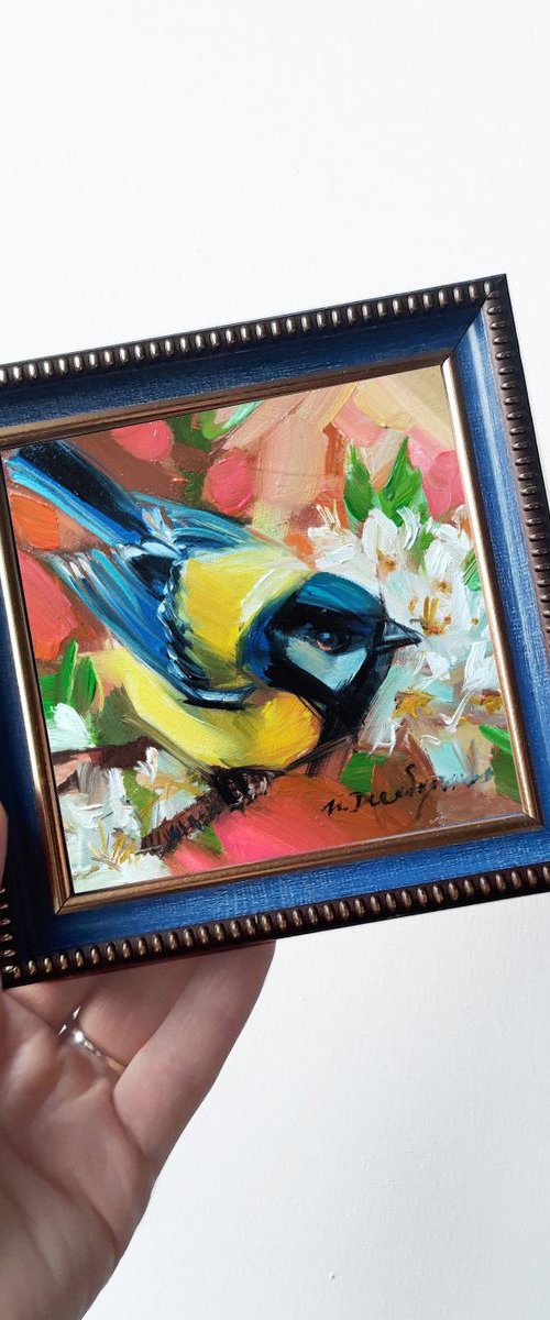 Titmouse bird by Nataly Derevyanko