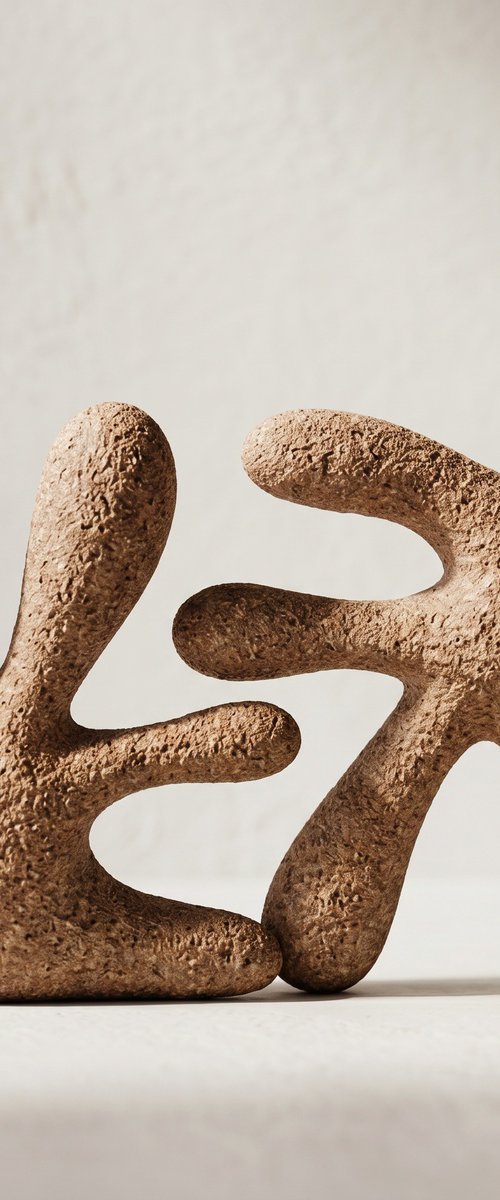 Leaf Book End Sculptures - Earth Brown Stone by Shadia Sabagh