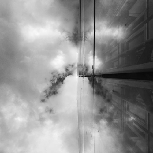 This Way Up - Black And White Surreal Architecture Photography, 12x12 Inches, C-Type, Framed by Amadeus Long