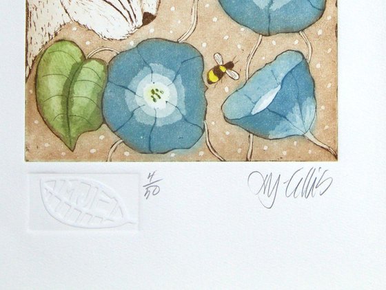 Morning Glory and Bumblebee