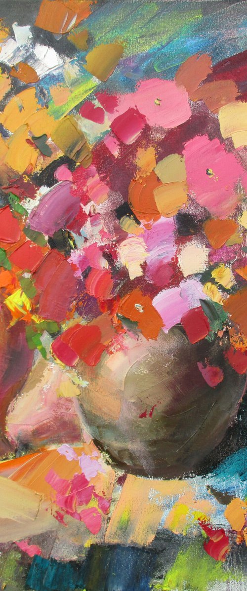 Autumn flowers in vases by Valentyna Sokolovska