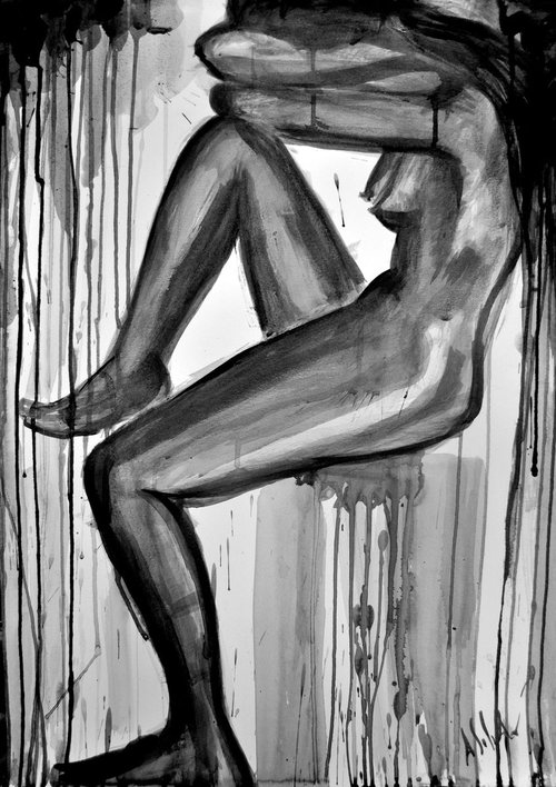 Sorrow, Nude Model in Profile by Alex Solodov