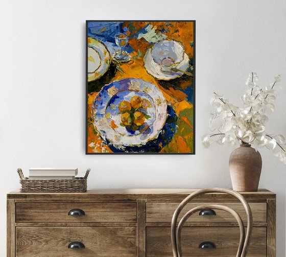 Orange still life with tangerines.