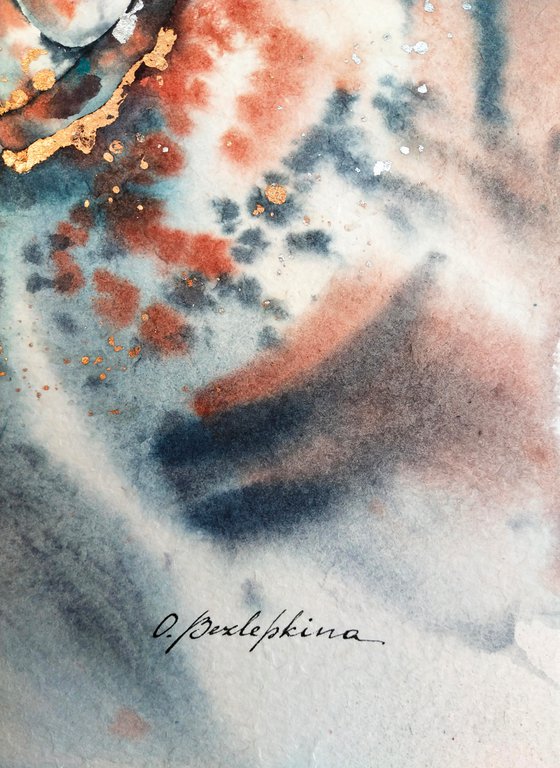 Ancient Sea. Calcarina Bisaculeata -shell, abstract art