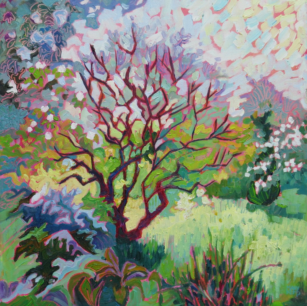 The Climbing Tree , Garden Landscape by Mary Kemp