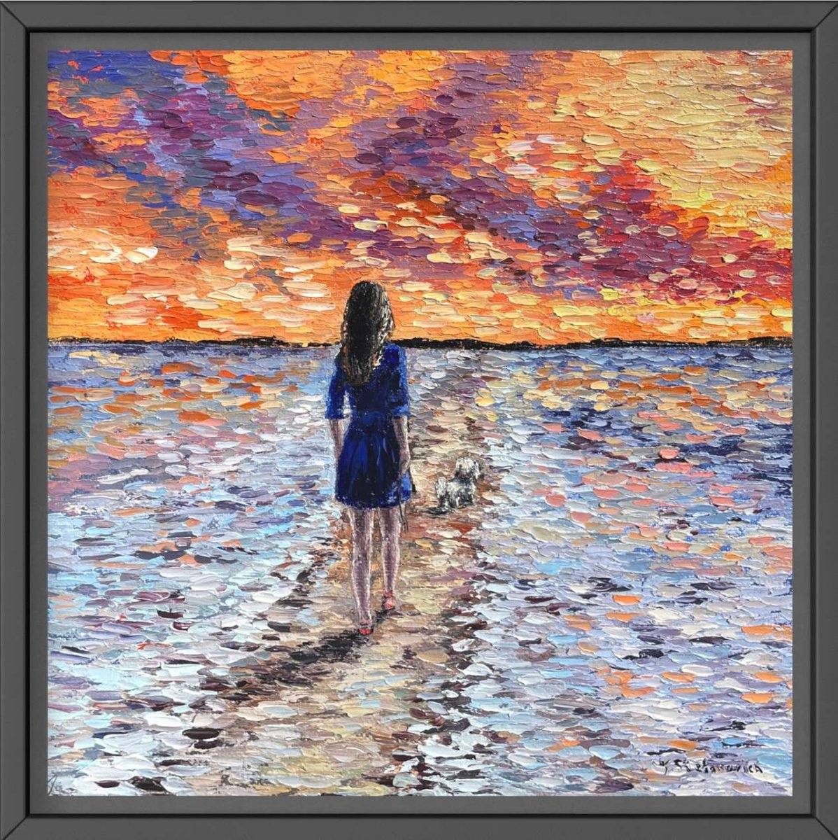 Warm eve, impasto 45 x 45 cm by Tanya Stefanovich