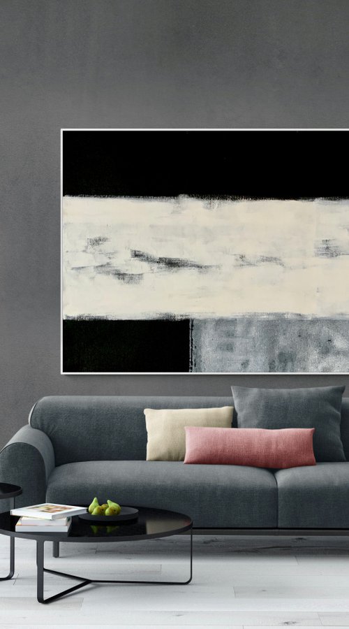 Abstract No. 1122 extra large black and white monochrome minimalism XXL by Anita Kaufmann